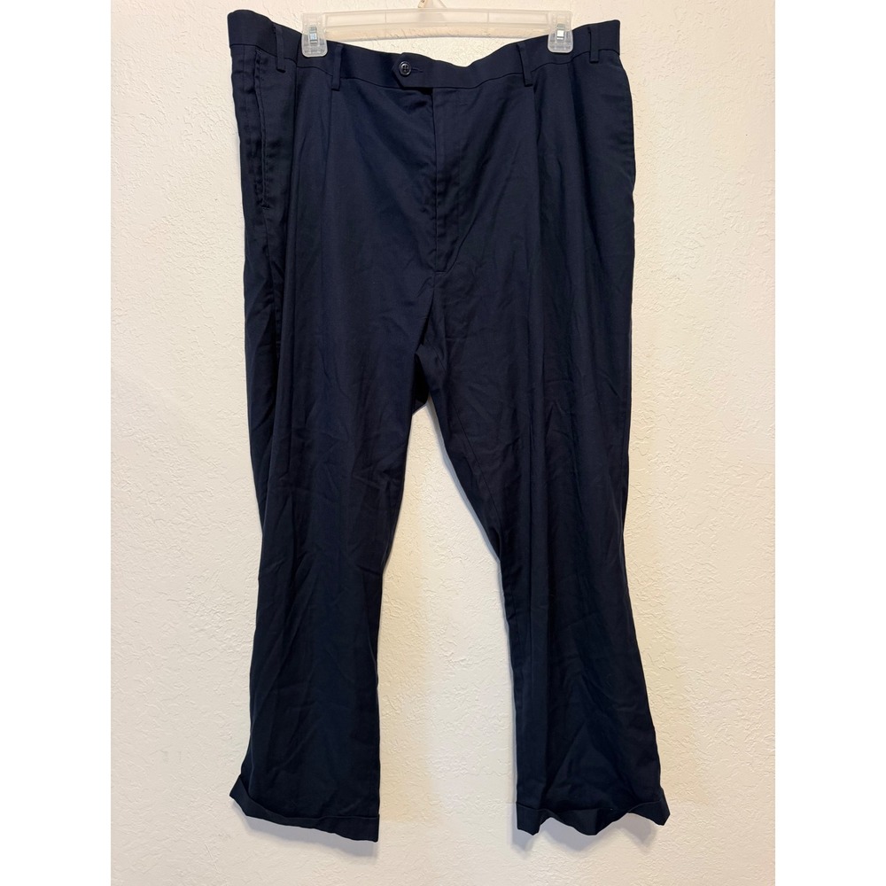 Roundtree & Yorke TravelSmart Mens Navy Blue Dress Pants 44x29 Flat Front